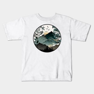 beautiful mountain view, vintage style Kids T-Shirt